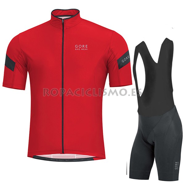 2017 Maillot Gore Bike Wear Power tirantes mangas cortas rojo